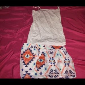 Tank top with white colorful shorts